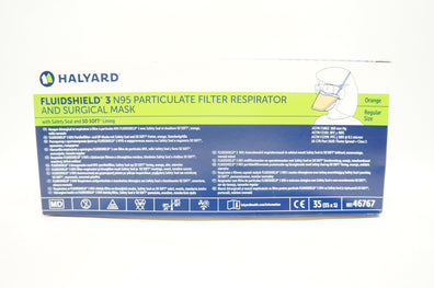 Halyard 46767 FLUIDSHIELD 3 N95 Particulate Filter Respirator Regular -Box of 20